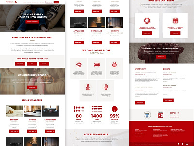 FBCO - Initial Home Page Design design furniture icons infographic material minimal red web webdesign