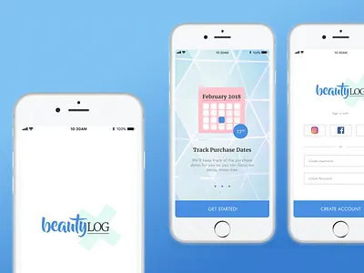 Skin Care App Onboarding + Log In app dailyui debut dribbble login screen mobile app onboarding sketch skin care skincare app tracker app uiux design