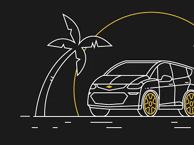 Maven 1 beach car chevy clean line palm stroke sun