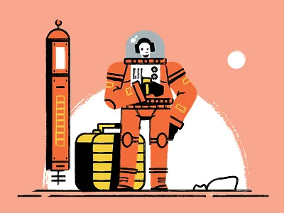 Late For Work Again Steve astronaut illustration motion sleep space work