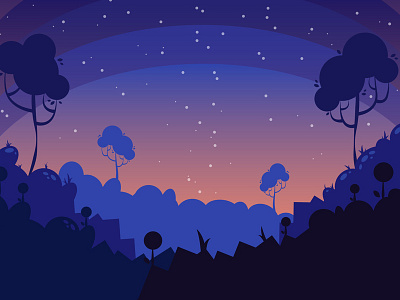 Sleepy Sunset background blue happy illustration night orange sky vector