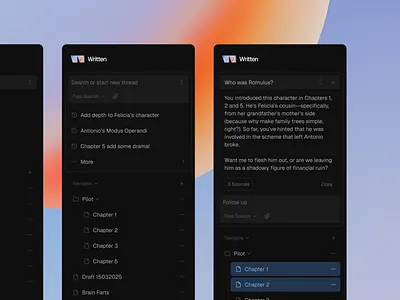 AI Chat Collection: Sidebar WIP ai app chatbot design desktop minimal navigation product design search sidebar tree ui ux writing