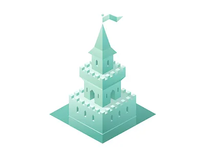 Castle 2.5D 2d 3d architecture building castle green illustration isometric