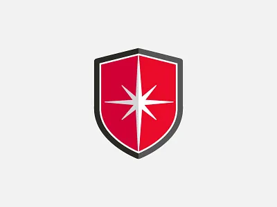 Shield burst clean red shield shiny star