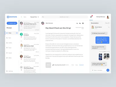 Dropnote - Email App Concept app chat concept conversation desktop email inbox interface messages mobile ui ux