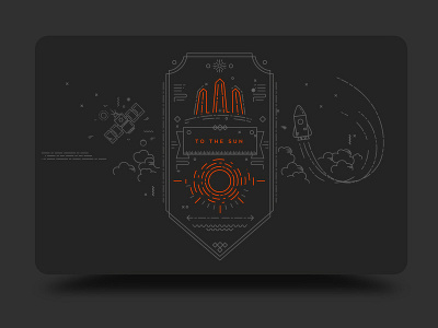 To the sun art cosmos illustration line rocket sun