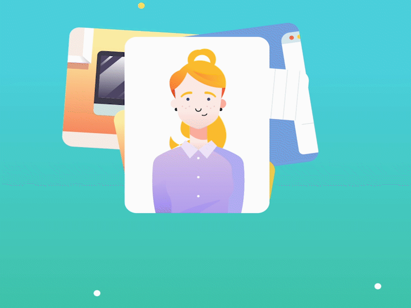 Productive Fridays animation character character design coffee computer design desktop flat gradient graph keyboard ui