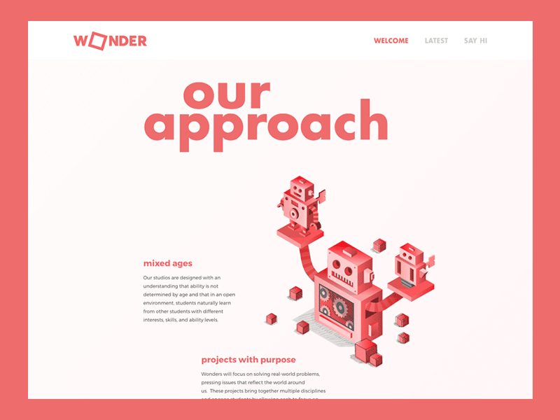 Wonder Web Illustrations airplane children crane gears illustration kids robot school web website wonder