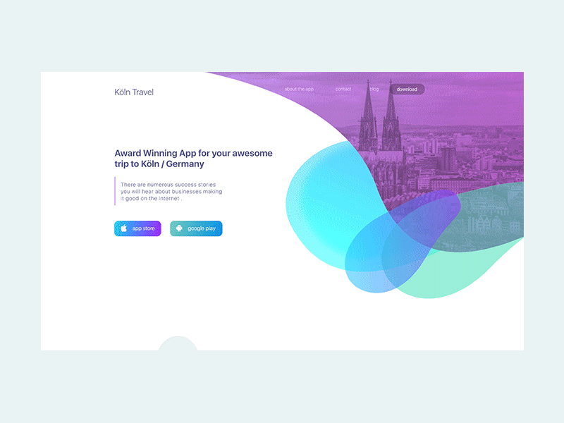 Cologne App / Landing Page app concept creative design landing page scroll travel trip