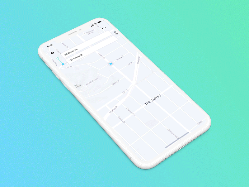Mobile Ride Tracking Animation animation car design flinto interactive design ios ixd map tracker uber ui