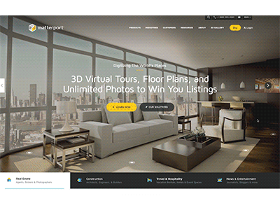 Matterport Hero agency atomic category hero homepage interaction matterport realestate slider tabs unfold webdesign