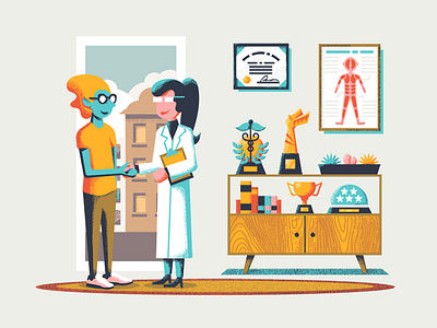 Joany and the Doctor awards doctor handshake illustration joany medical medicine muscle chart office