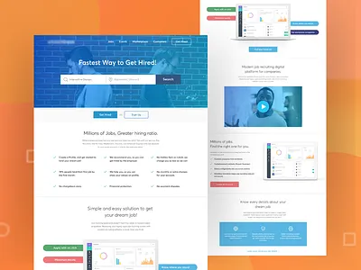 Talent Hiring Website career gmail gradient job landing trend ui ux web
