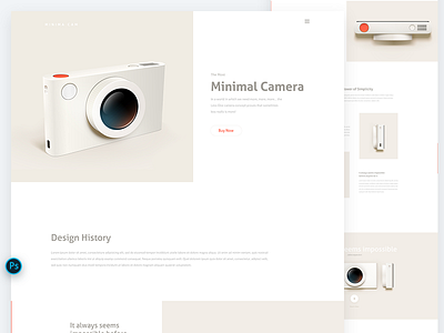Daily UI 005 - MinimaCam - Camera Landing Page - Free PSD cam camera daily ui free psd landing page minimal psd download rikon rahman ui 005 ui design uiux web design