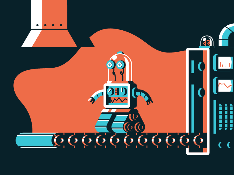 Geometric Robot Transporter 4 color after effects animation geometric loop mechanical michael fugoso minimalist robot san diego simple tracks