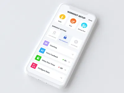 Workout Setup Screen app clean ui fitness fitness app inspiration ios app mobile app user interface workout