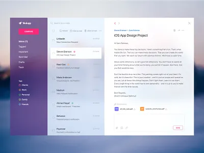 Exploration - Fluent Mail UI app design dribbble best shot email fluent mail minimal mordern new trend popular template web