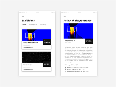 Gallery Guide - Exhibition art black detail exhibition list minimal mobile white