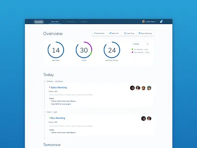 Meeting Timeline Dashboard app dashboard meeting app product design ui ux web app web design