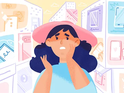 Information Overload Evree app bias character confirmation evree flat illustration information money overload saving waitlist