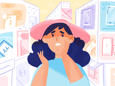 Information Overload Evree app bias character confirmation evree flat illustration information money overload saving waitlist