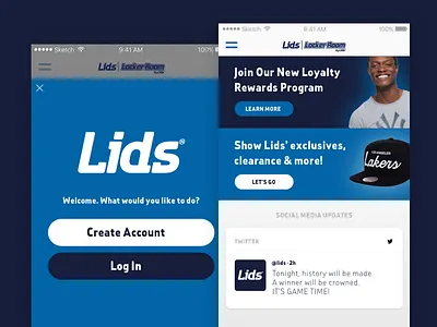 Lids app brand gear lids locker mobile room sports ui ux