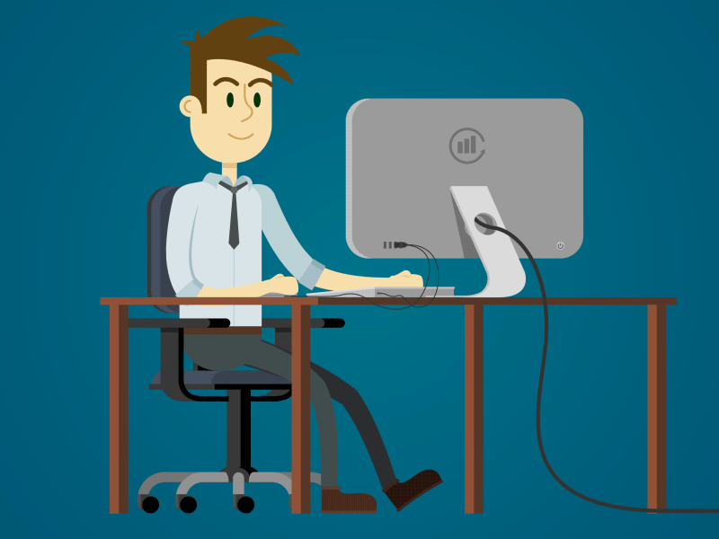 Character working - AdopTI after effects animation character office rigging technology video