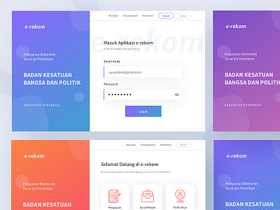 E-Rekom Bakesbang bakesbang colorfull dashboard login ponorogo surat ijin surat rekomendasi ui website