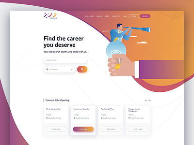 Job Portal Landing Page career icon illustration job landingpage pk portal ui ux
