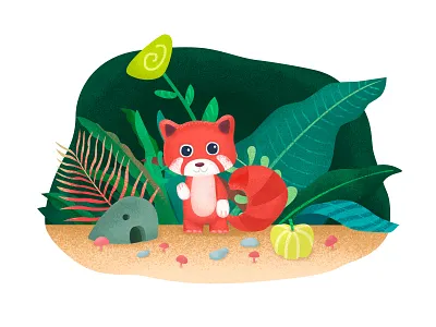 Fox flower forest fox illustration ios11 tree
