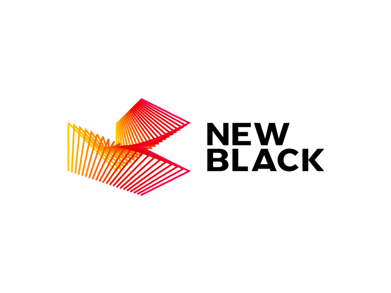 New Black, entertainment company, dynamic logo design advertising agency b bn dynamic entertainment company flat 2d geometric letter mark logo logo design n nb new black tv film vector icon mark symbol
