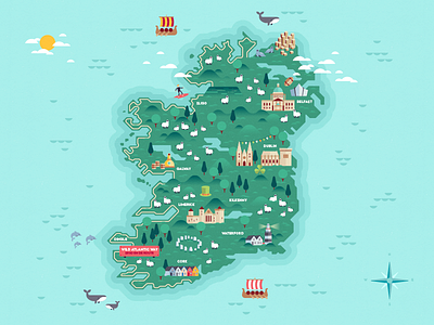 Map of Ireland #3 belfast connemara cork dingle dublin flat galway illustration ireland limerick map vector