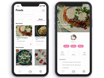 Food App app cooking food health iphone x recipe sketch ui