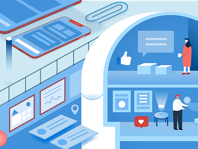 Driving profitability and ROI by being customer-obsessed blog design geometry human illustration isometric office people post tech technology