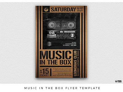 Music in the Box Flyer Template boombox club flyer hiphop microphone music party poster rap thatsdesignstore underground urban