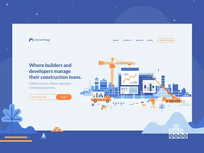 Contract Simply illustration and website banking building construction contract crane digger illustration webstie
