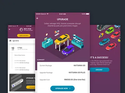 KATSANA Track - Upgrade Package flow illustration katsana mobile process purple ui upgrade
