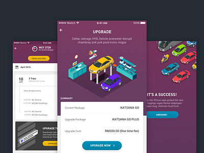 KATSANA Track - Upgrade Package flow illustration katsana mobile process purple ui upgrade