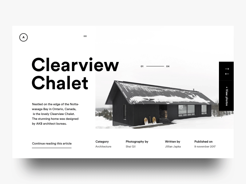 Article Slider animation cabin chalet minimal outdoors principle slider ui ux