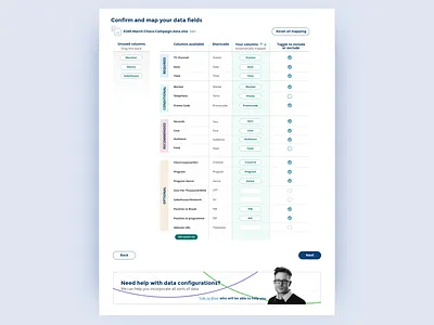 Data upload matching columns data uploader edinburgh scotland ui ux