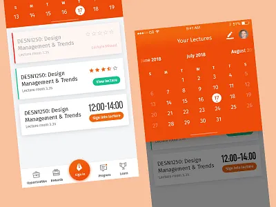 Timetable & Date Picker app dates flow lectures student student life timetable timetables ui ux
