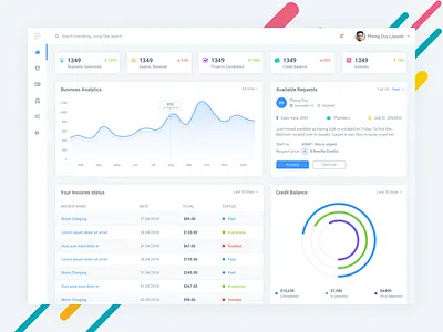 CRM - Dashboard chart clean crm dashboard hanoi interface saigon ui user ux vietnam web