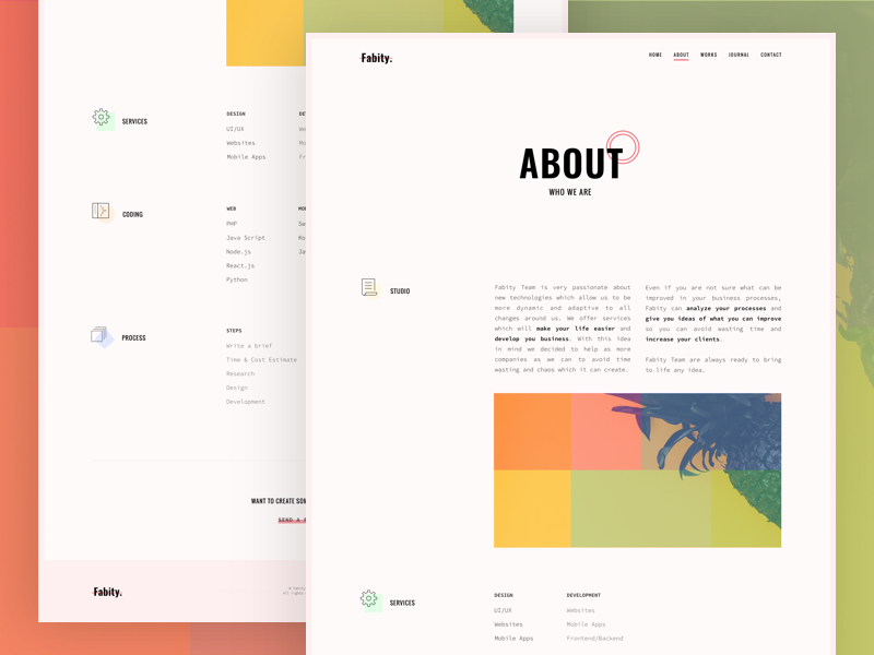 Example of Fabity: About Page (concept)