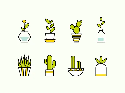 plants icon-1 cactus ceramic flower green icon illustration leaves plants pots vase