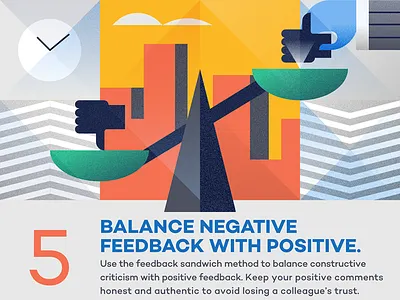 Balance negative feedback with positive - infographic element affinity character design flat geometric geometry grain illustration like shapes