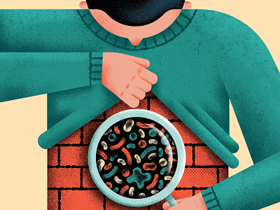 Microbiota - La Repubblica bacteria biology daniele simonelli dsgn editorial illustration health illustration magnifying glass microbiota microorganism wall