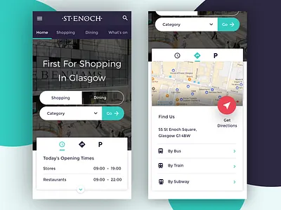 St Enoch Centre Homepage - Quick Actions clean colorful landing page mobile design responsive store ui ux web design website