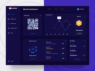 Crypto Dashboard blue color crypto dark dashboard design designer desktop dribbble minimalist theme trending