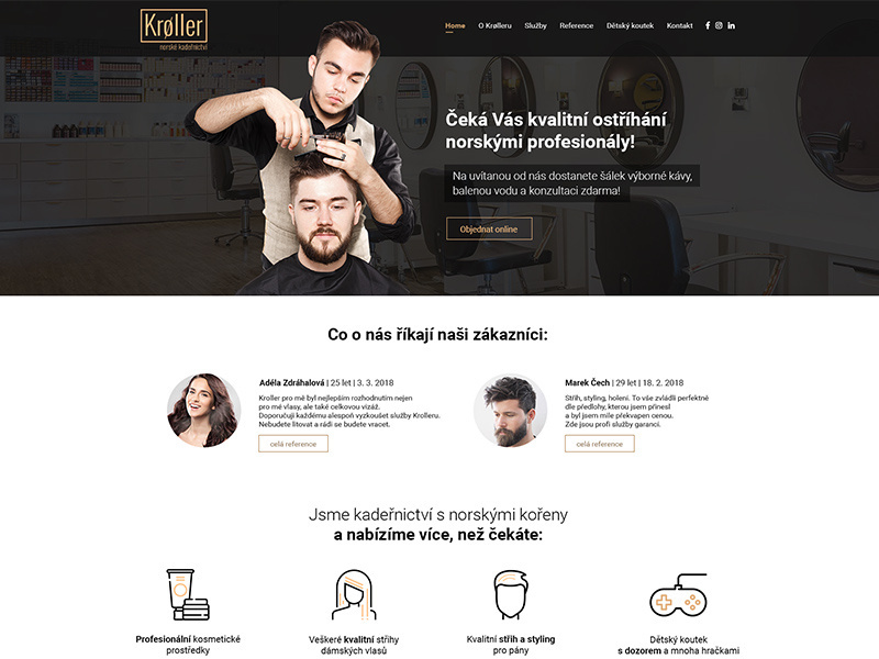 Example of Hairdresser's homepage of web
