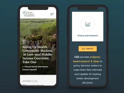 Center for Global Development Mobile Home academic advocacy data graph institution mobile policy responsive design thinktank ui design web design